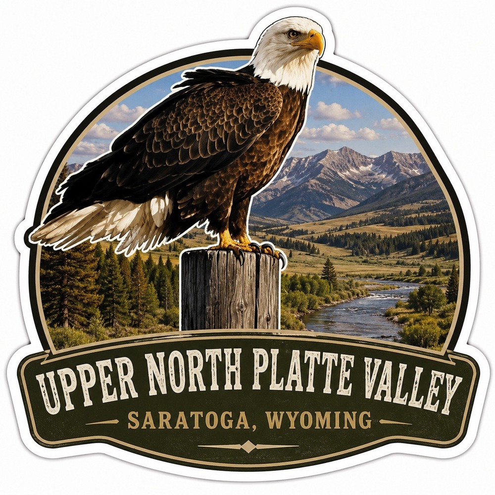 Upper North Platte Valley Saratoga Wyoming Sticker Eagle Mountain Decal 3x3"